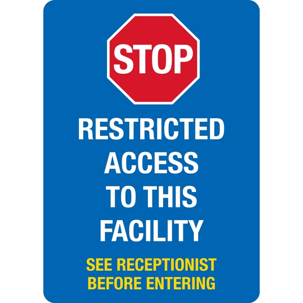 Lyle COVID Plastic Sign, Stop Restricted Access, 7x10 LCUV-0020-NP_7x10